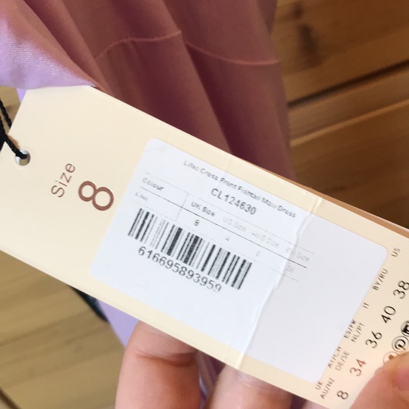 NWT Club L London Lilac Cross Front Fishtail Maxi Dress Size 4 - Picture 8 of 14